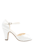 Paradox London Cyan Block Heel Strappy Court Shoes, Ivory