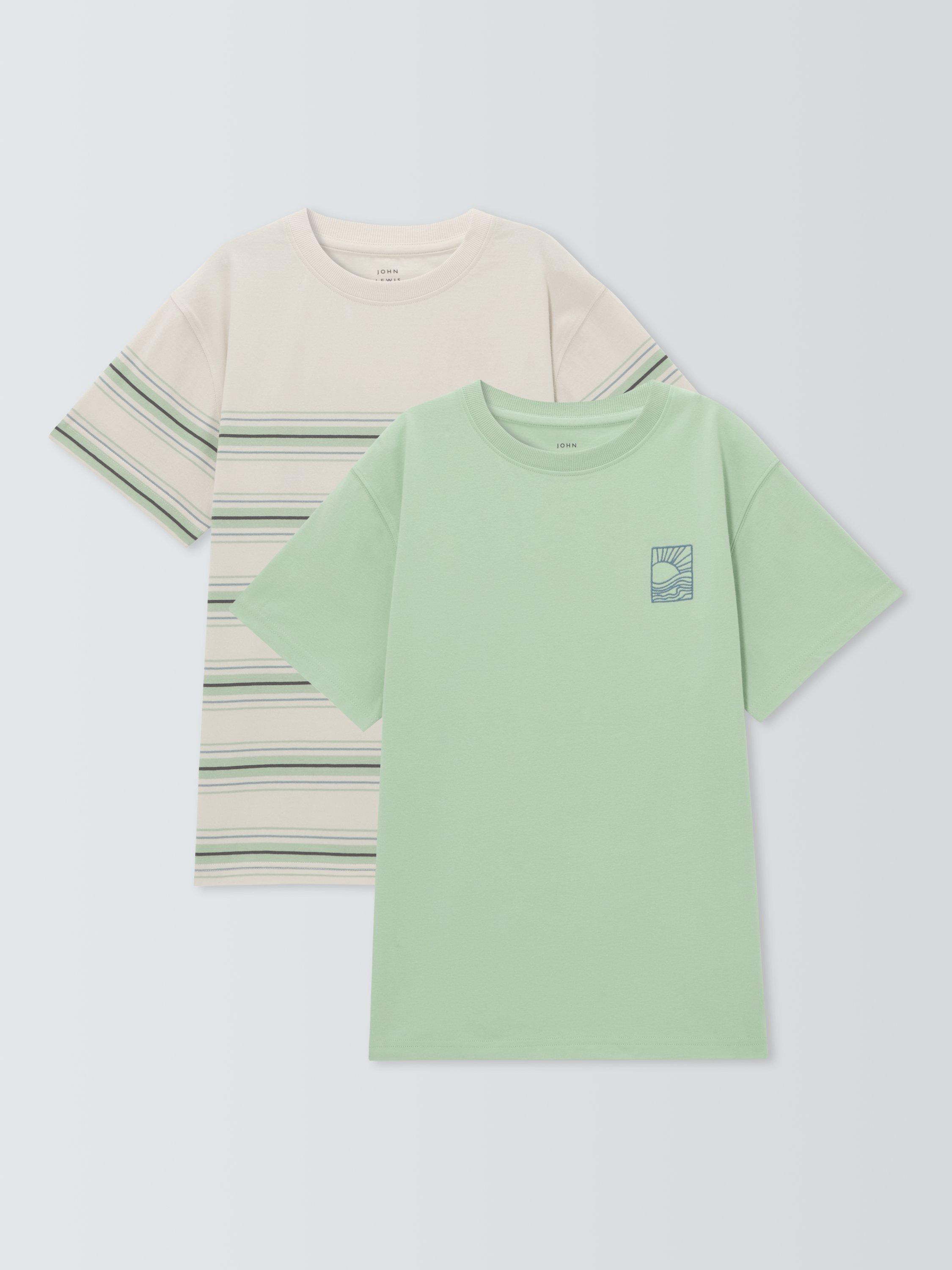 Product image 1 of 7, which shows John Lewis Kids' Stripe/Sun Graphic T-Shirts, Multi, 9 years