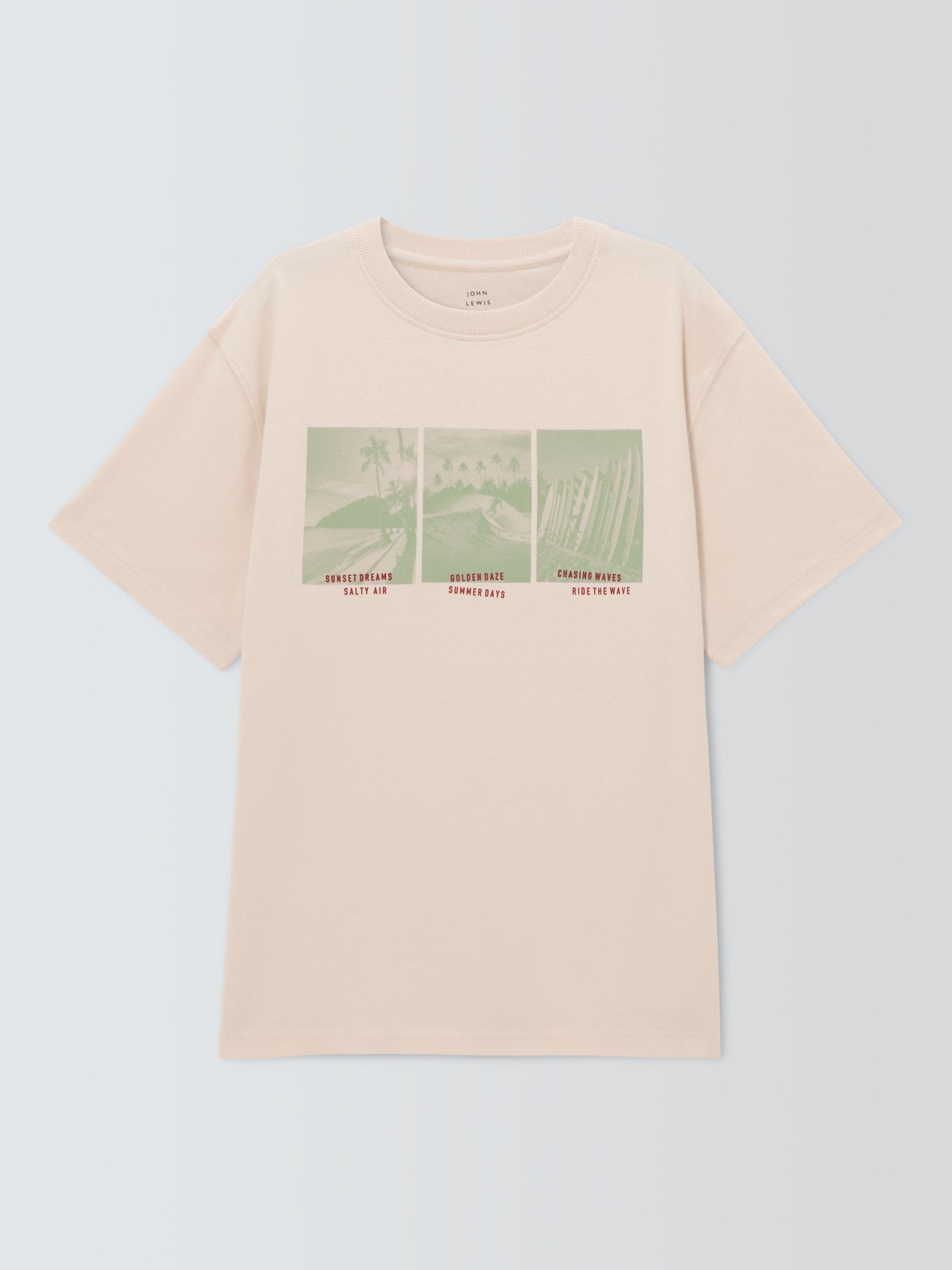 Product image 3 of 7, which shows John Lewis Kids' Surf Photo T-Shirt, White, 8 years
