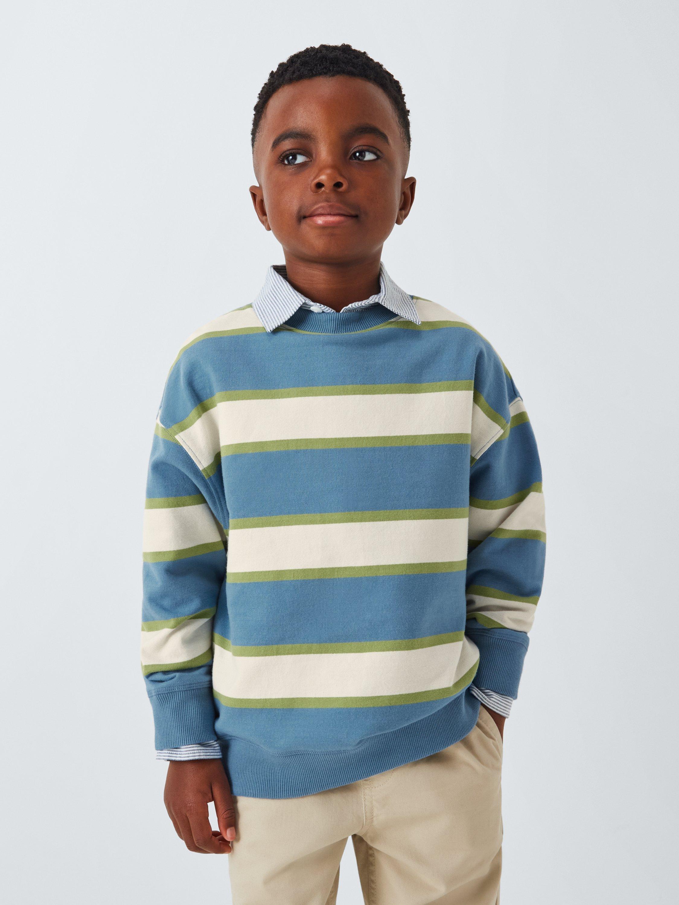 John Lewis Kids' Multi Stripe Sweatshirt, Blue Multi