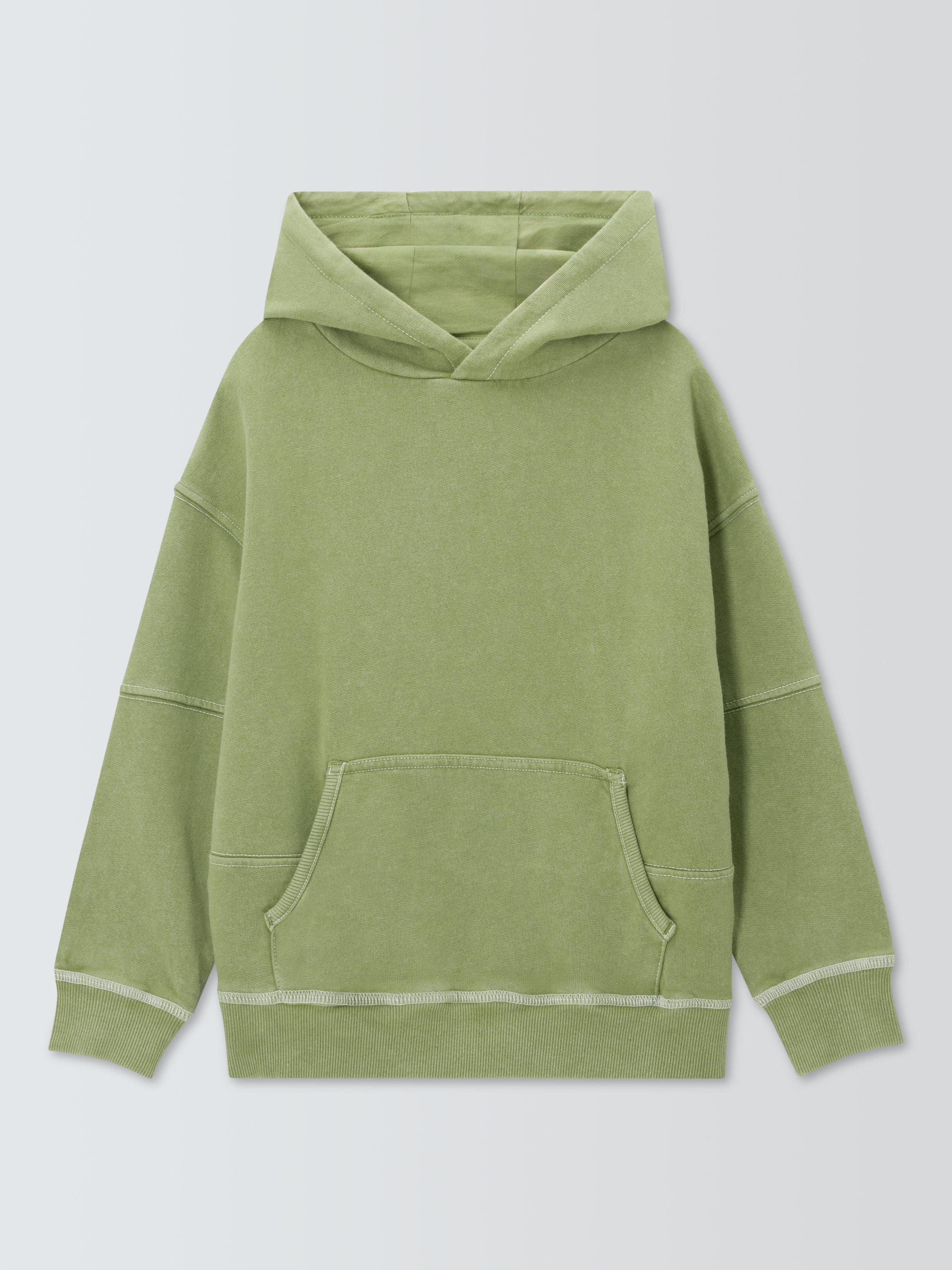 Product image 3 of 8, which shows John Lewis Kids' Contrast Stitch Hoodie, Green, 3 years