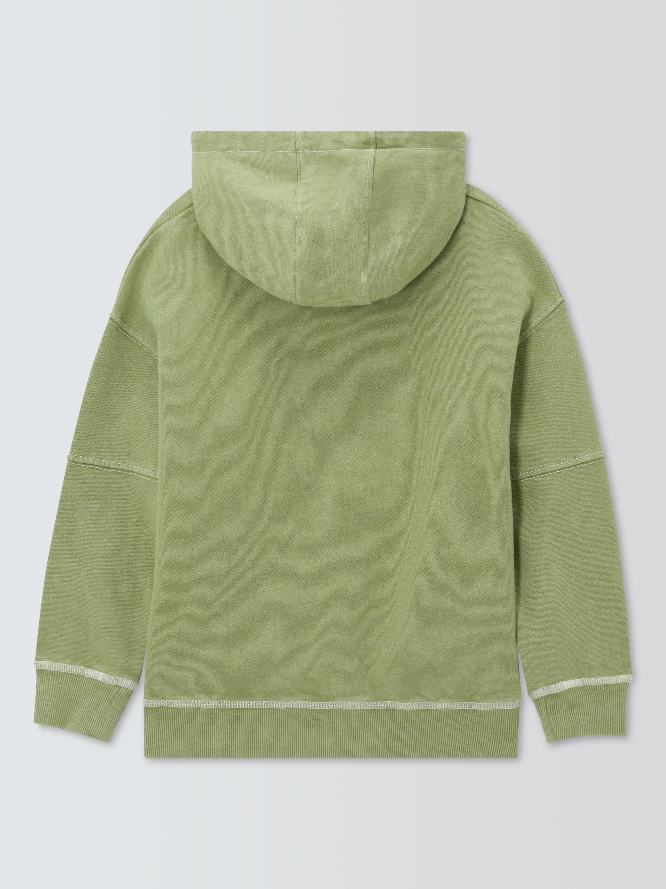 Product image 6 of 8, which shows John Lewis Kids' Contrast Stitch Hoodie, Green, 3 years