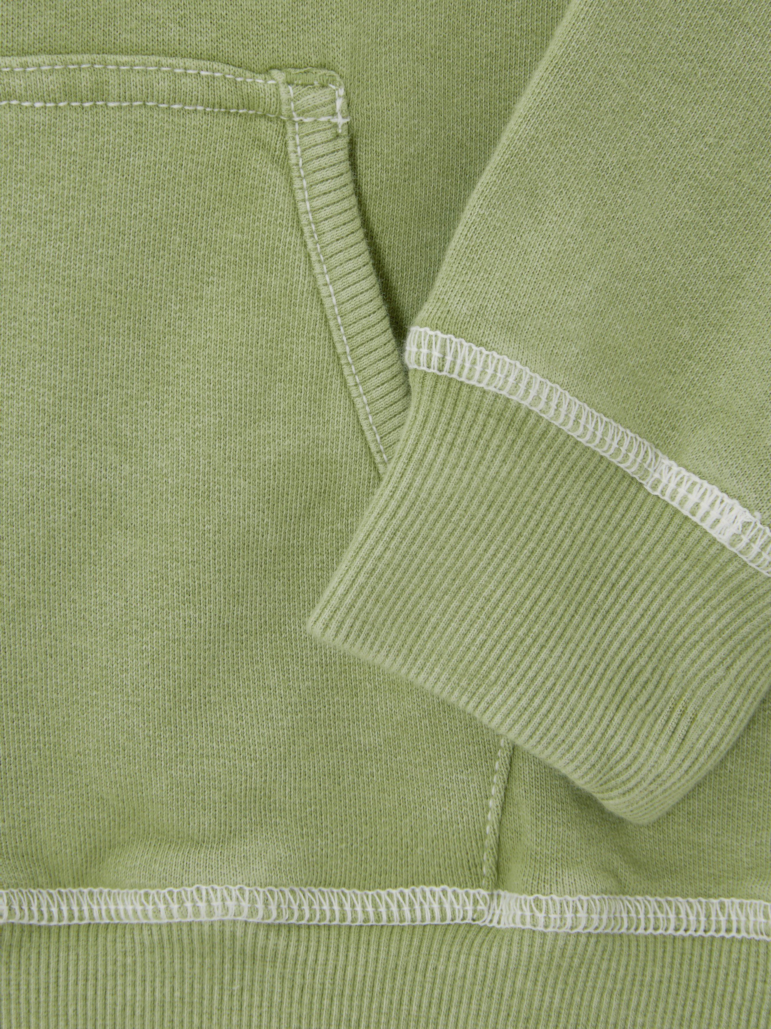 Product image 8 of 8, which shows John Lewis Kids' Contrast Stitch Hoodie, Green, 3 years