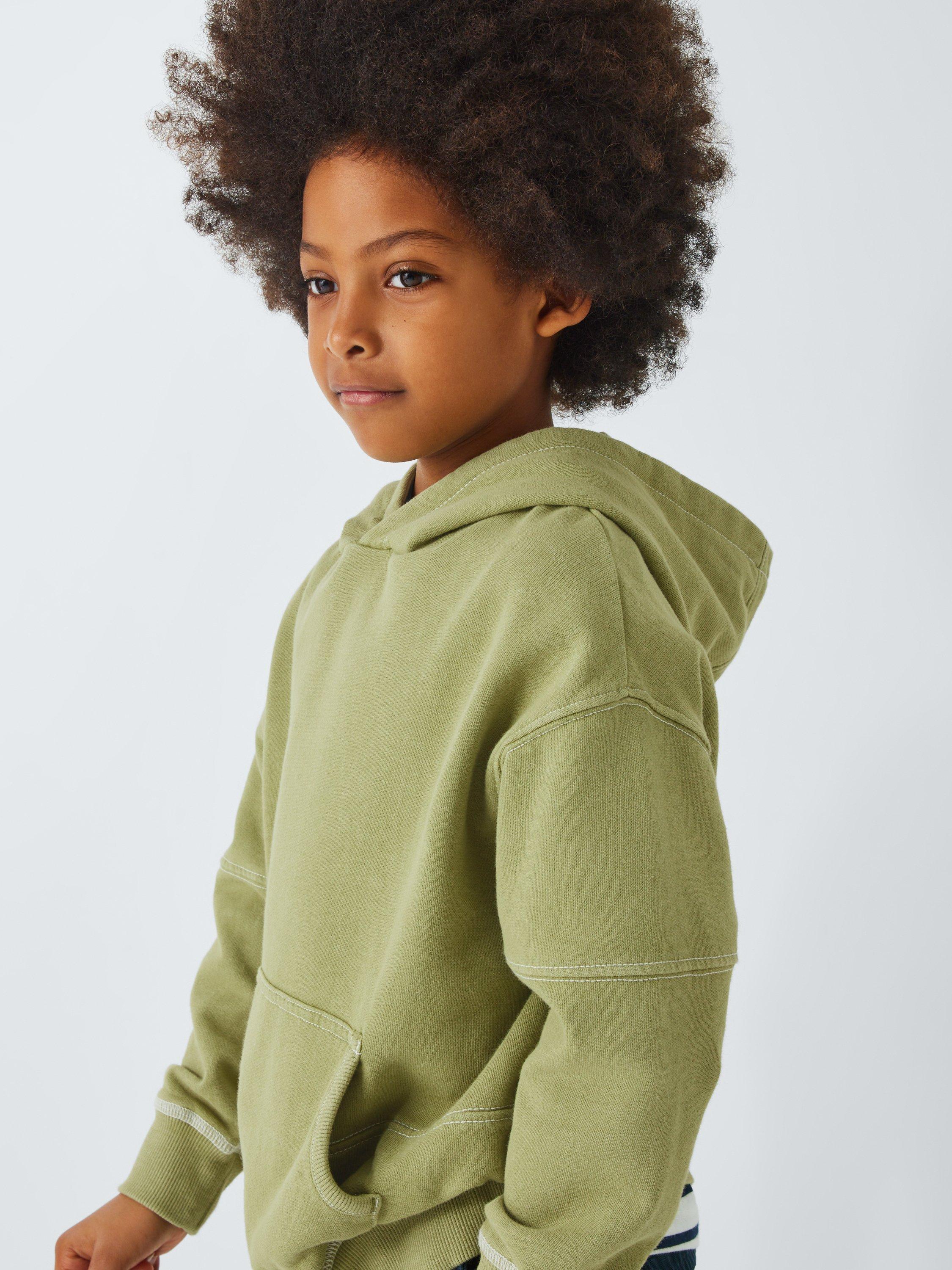 Product image 4 of 8, which shows John Lewis Kids' Contrast Stitch Hoodie, Green, 3 years