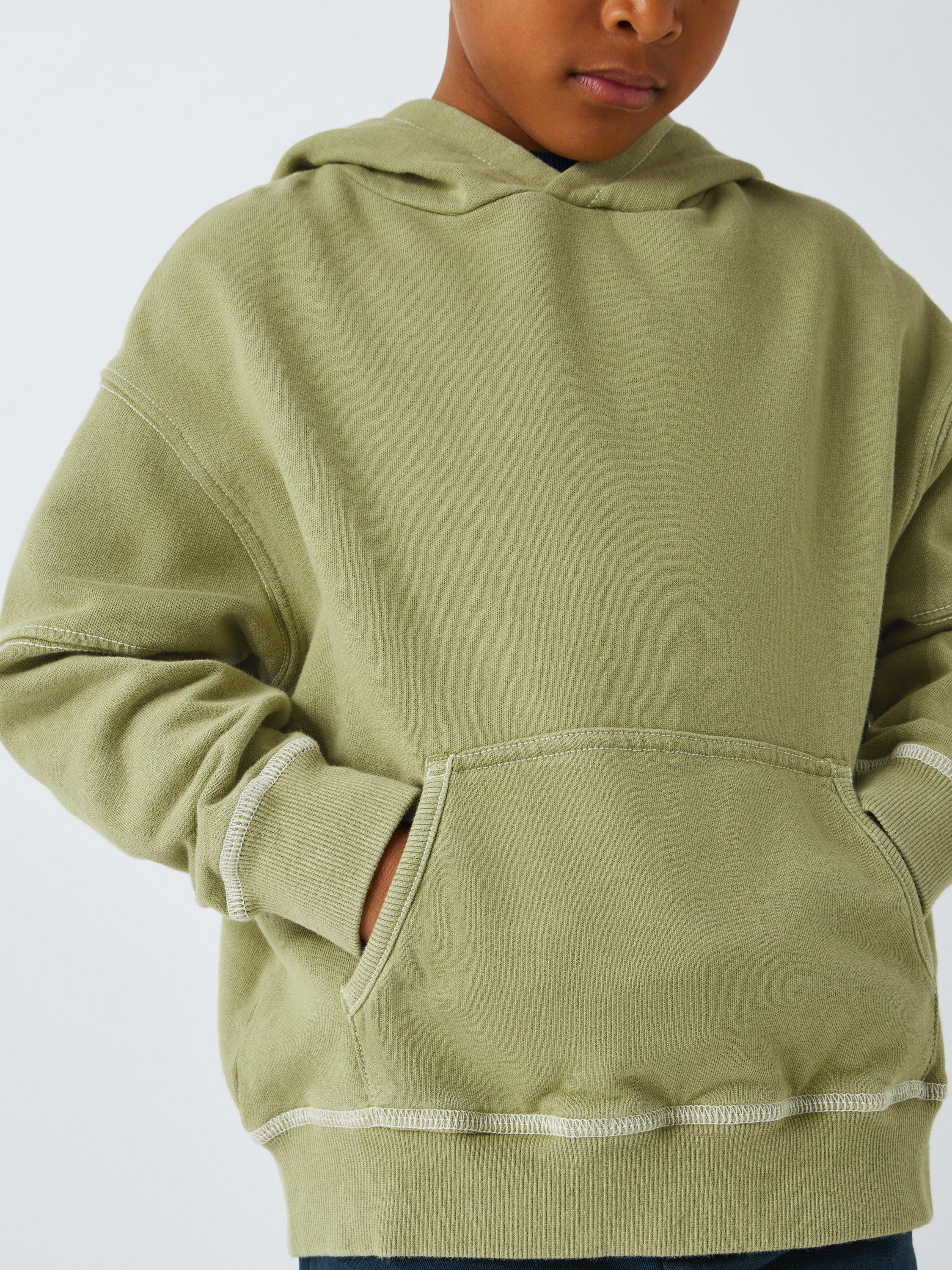 Product image 5 of 8, which shows John Lewis Kids' Contrast Stitch Hoodie, Green, 3 years