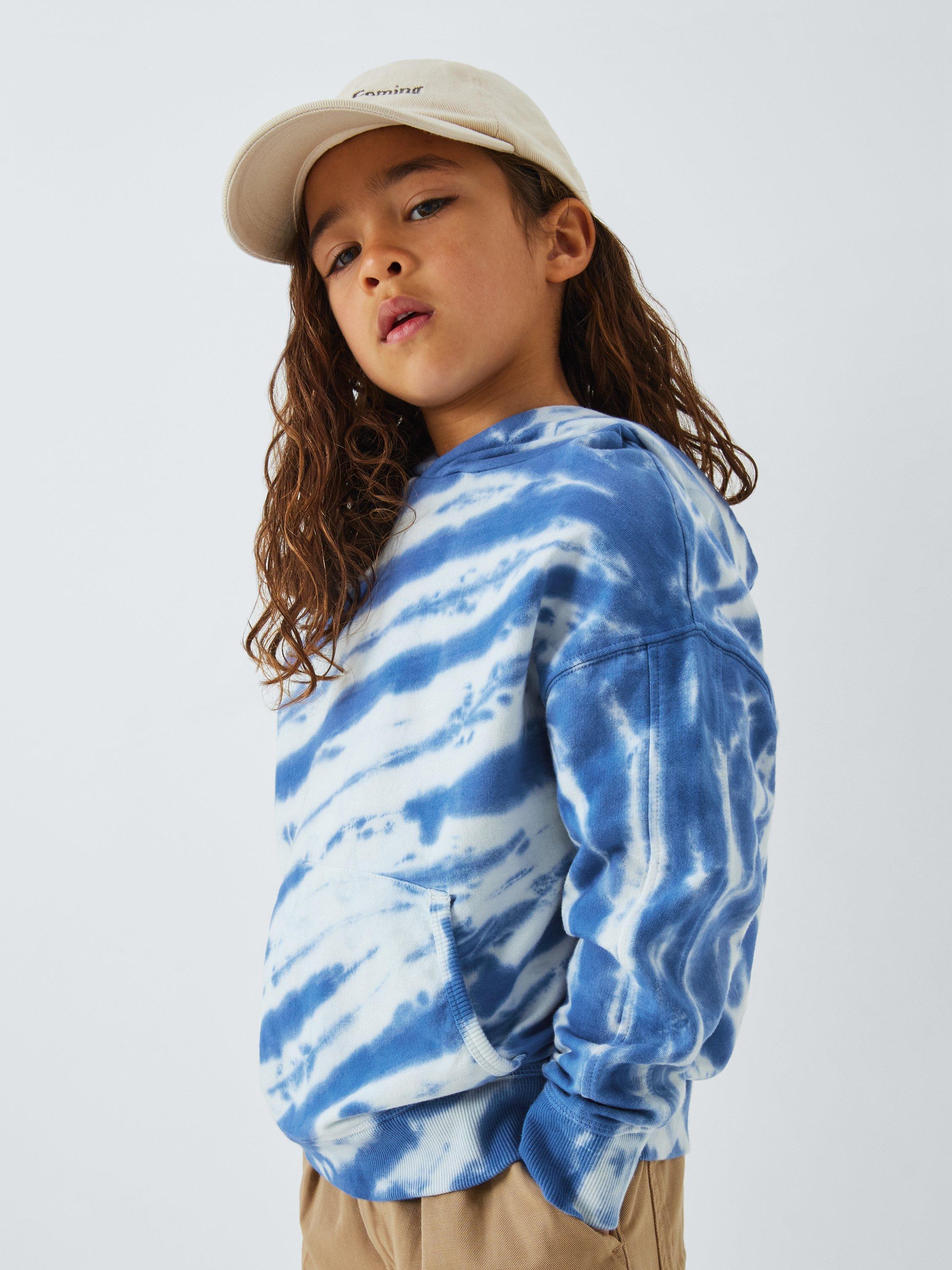 Product image 4 of 7, which shows John Lewis Kids' Tie Dye Hoodie, Blue, 2 years