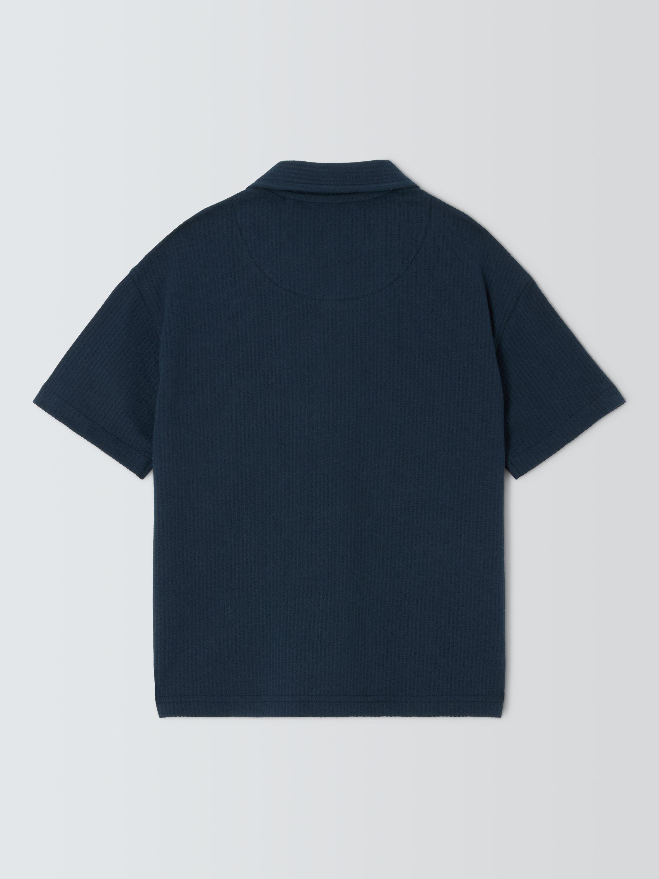 Product image 7 of 7, which shows John Lewis Kids' Embroidered Fern Seersucker Cotton Shirt, Navy, 2 years