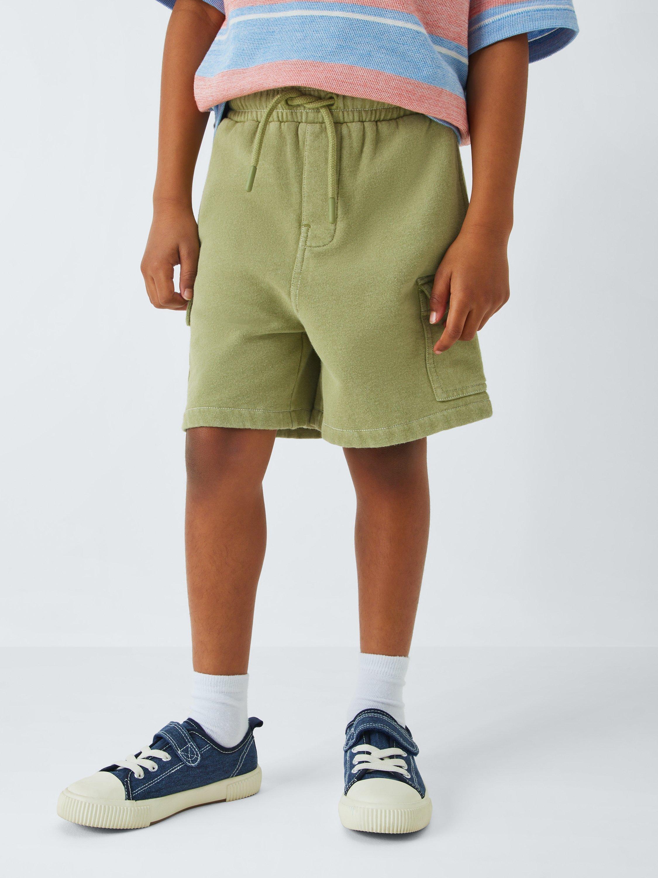 Product image 1 of 7, which shows John Lewis Kids' Jersey Cargo Shorts, Green, 3 years