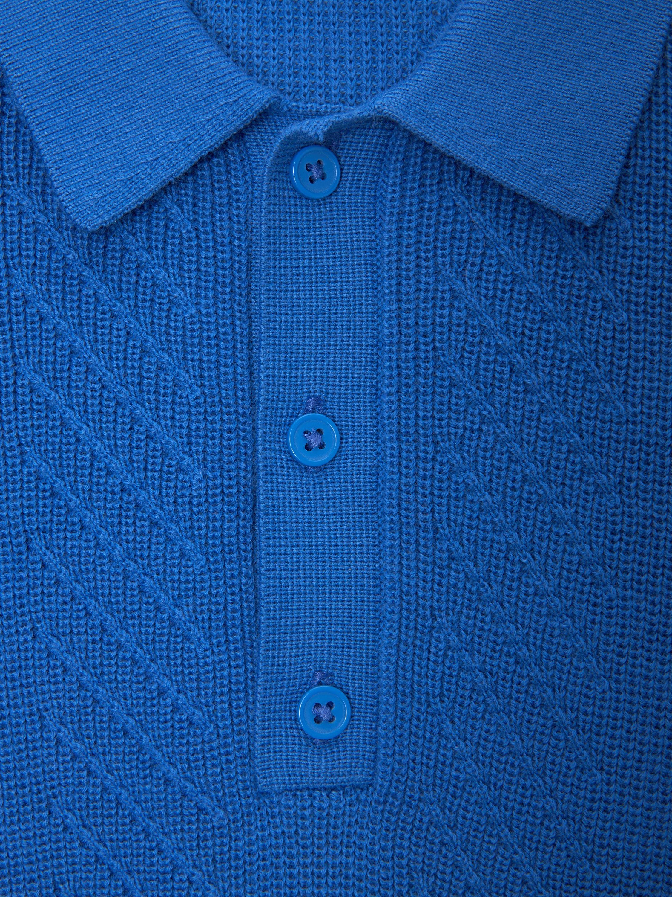 Product image 6 of 7, which shows John Lewis Kids' Short Sleeve Knit Polo Shirt, Blue, 2 years