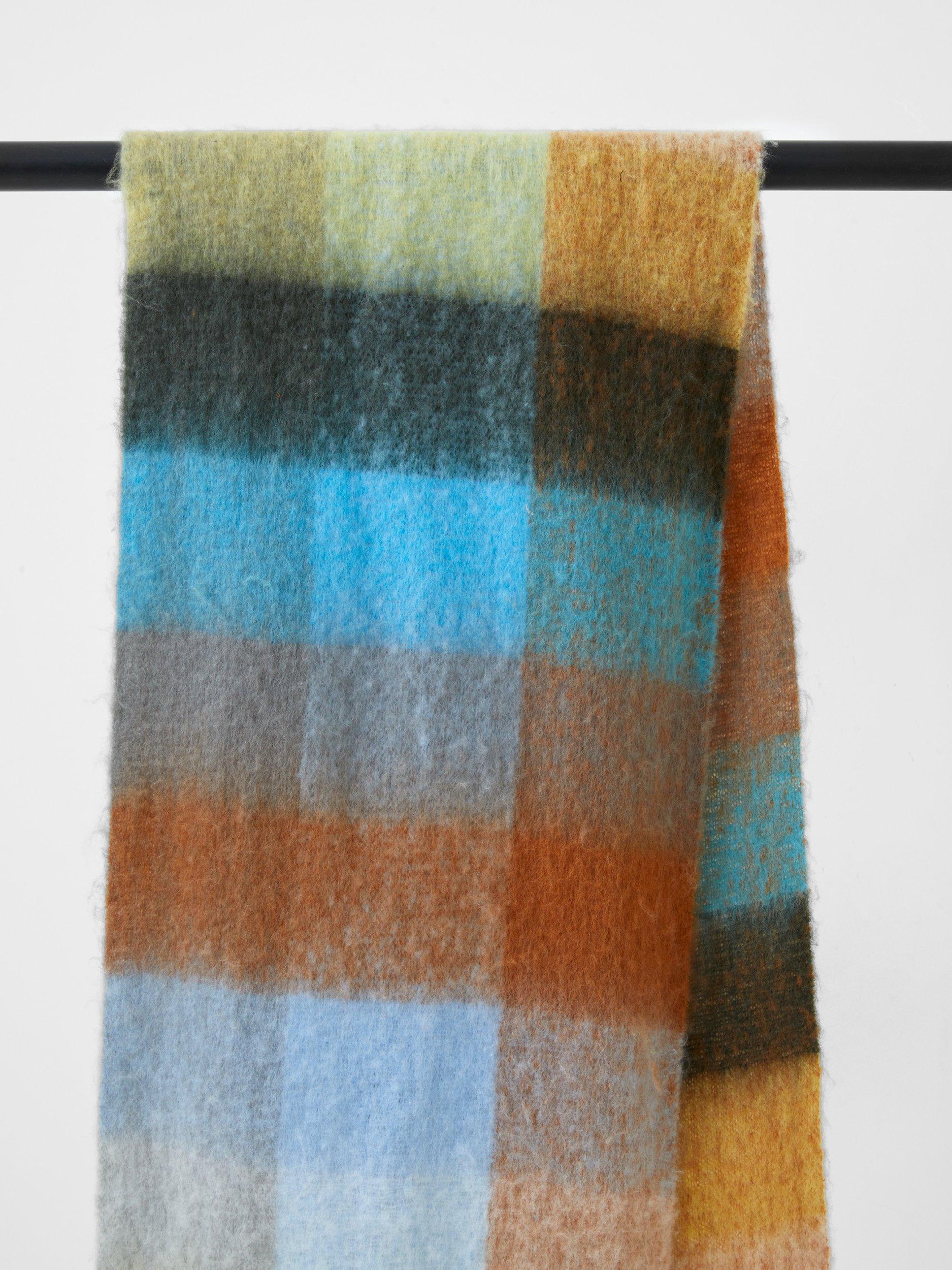 Product image 3 of 4, which shows French Connection Super Soft Check Scarf, Blue/Multi
