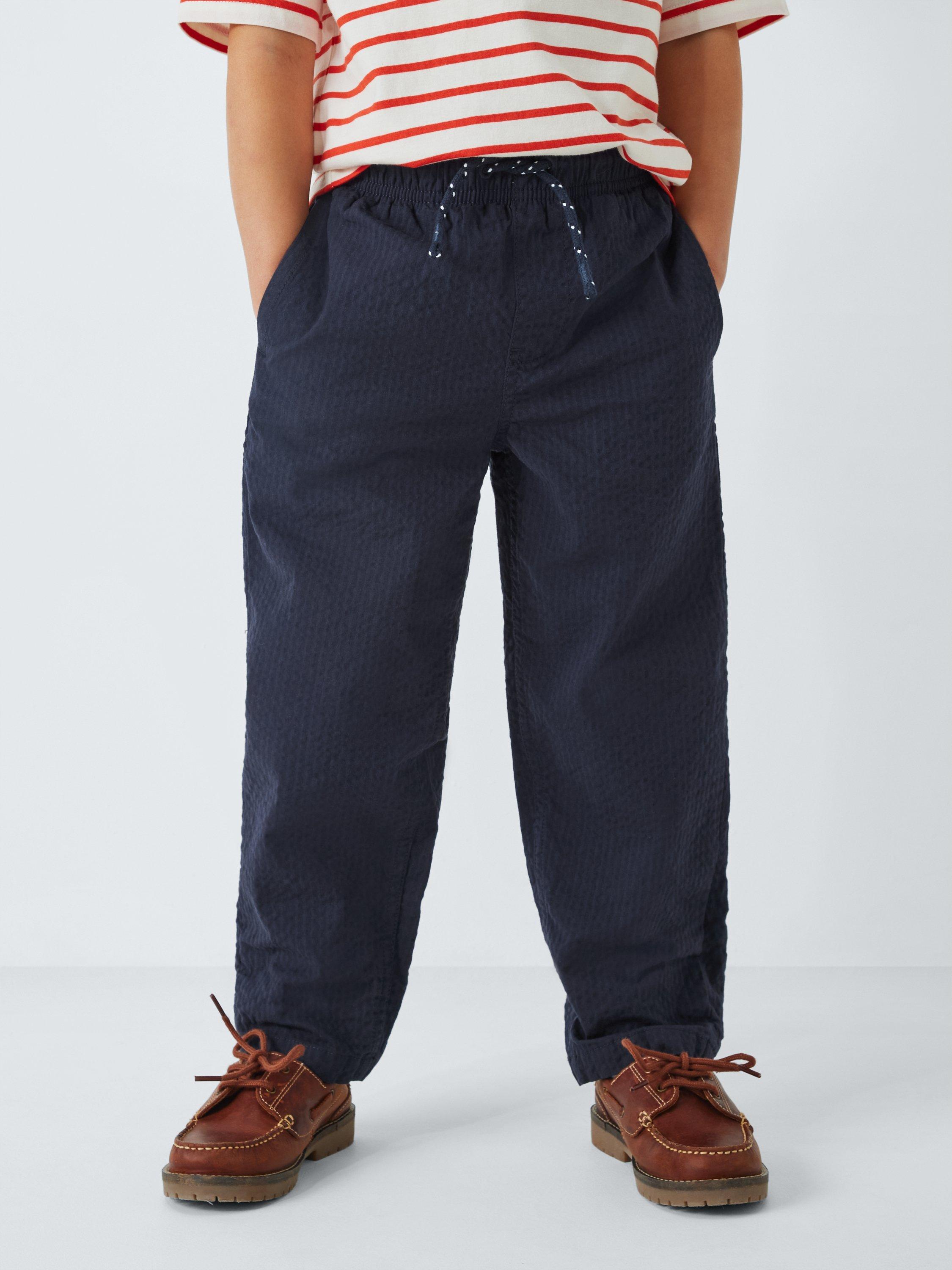 Product image 2 of 7, which shows John Lewis Kids' Seersucker Trousers, Navy, 2 years