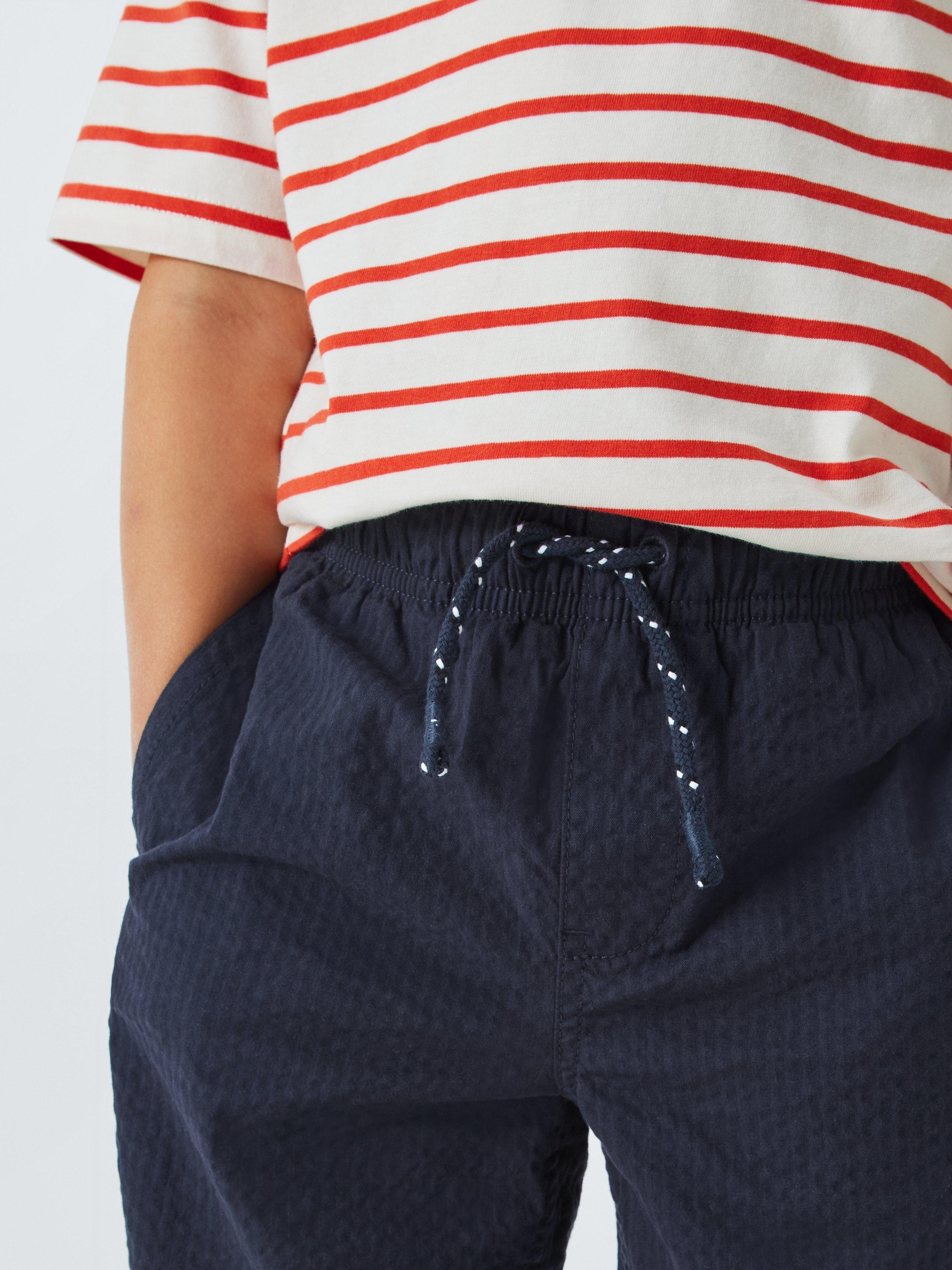 Product image 4 of 7, which shows John Lewis Kids' Seersucker Trousers, Navy, 2 years