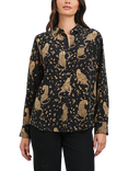 Rails Kate Leopard Pure Silk Shirt, Black/Brown