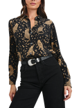 Rails Kate Leopard Pure Silk Shirt, Black/Brown