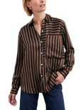 Rails Spencer Stripe Silk Shirt, Brown/White