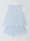 John Lewis Baby Daisy Sleeveless Top and Shorts Set, Blue