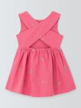 John Lewis Baby Embroidered Cherry Linen Blend Sleeveless Dress, Pink