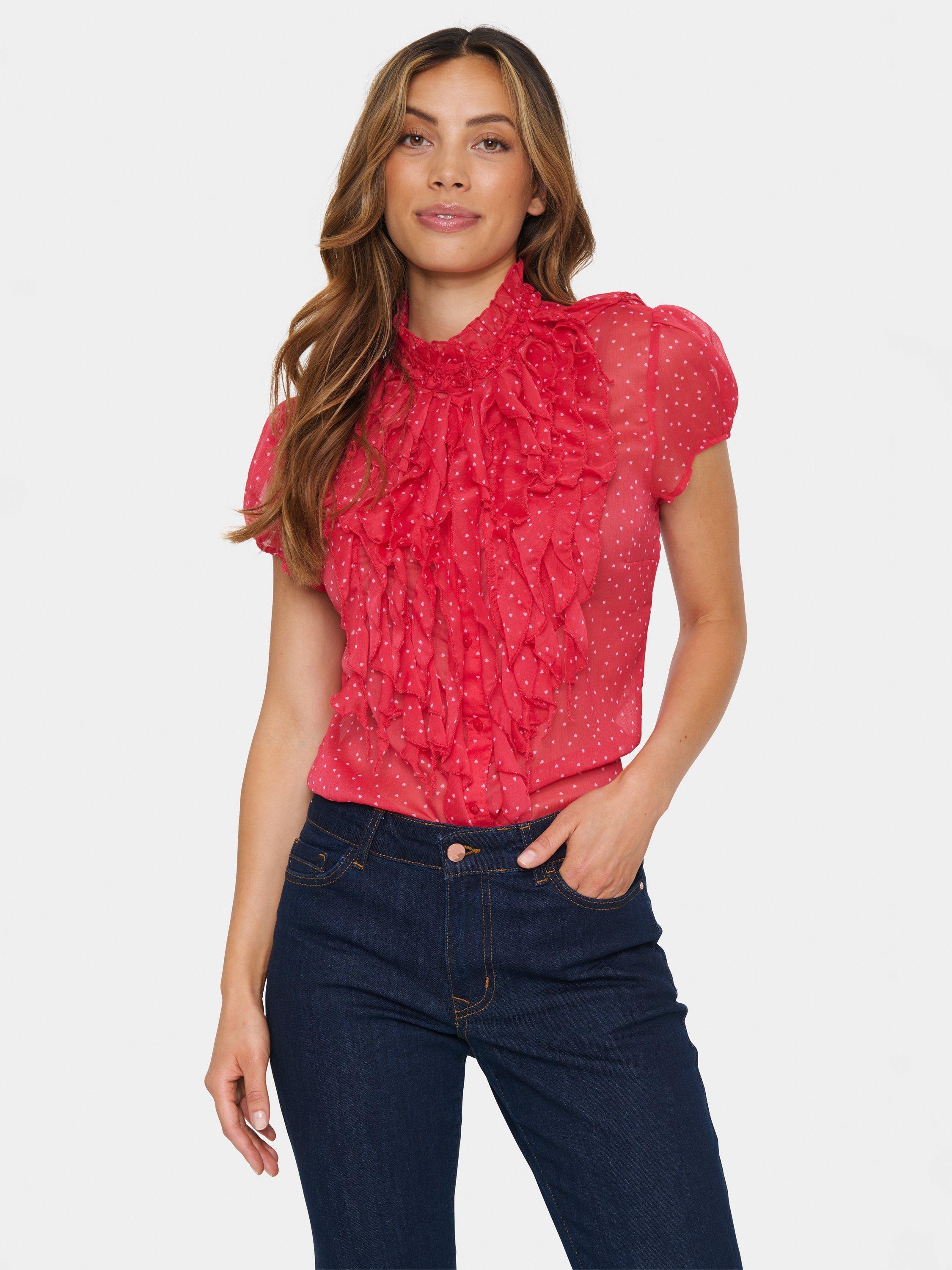 Saint Tropez Lilja Crinkle Shirt, Magenta/Ice