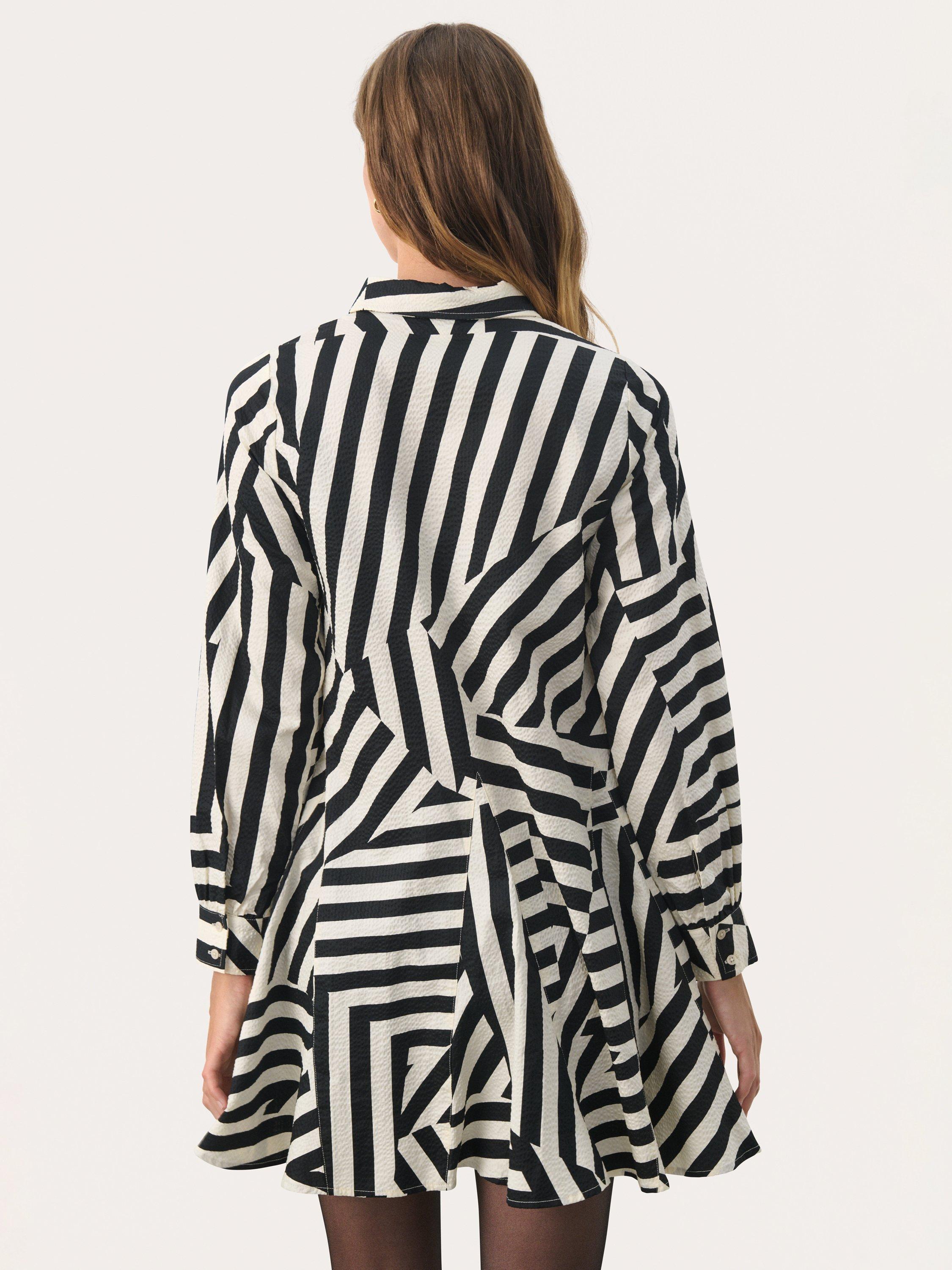 Product image 2 of 6, which shows Part Two Esilya Cotton Shirt Dress, Black/White, 14