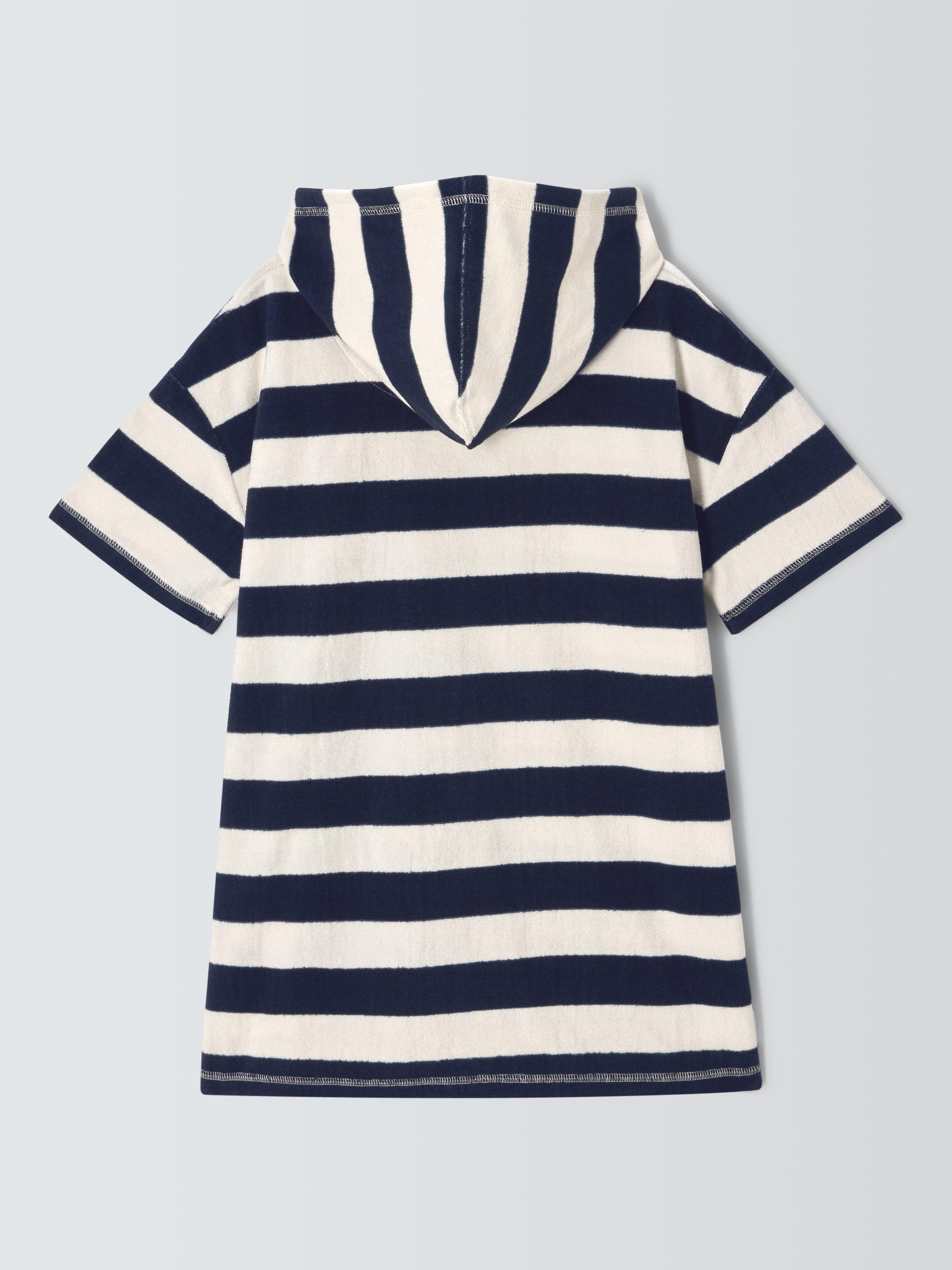 Product image 7 of 7, which shows John Lewis Kids Stripe Towel Poncho, Navy, 2-3 years