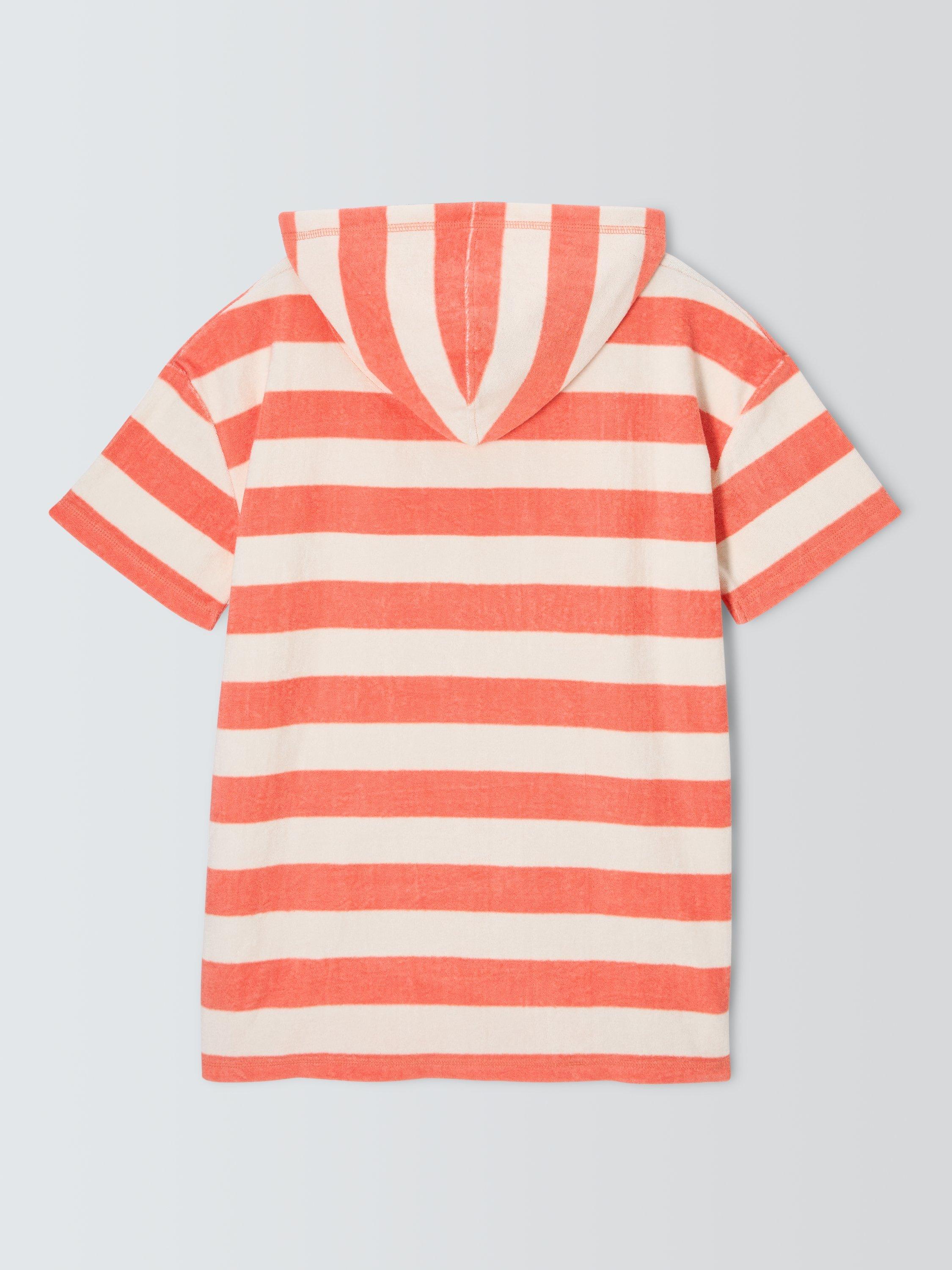 Product image 5 of 6, which shows John Lewis Kids Stripe Towel Poncho, Coral, 2-3 years