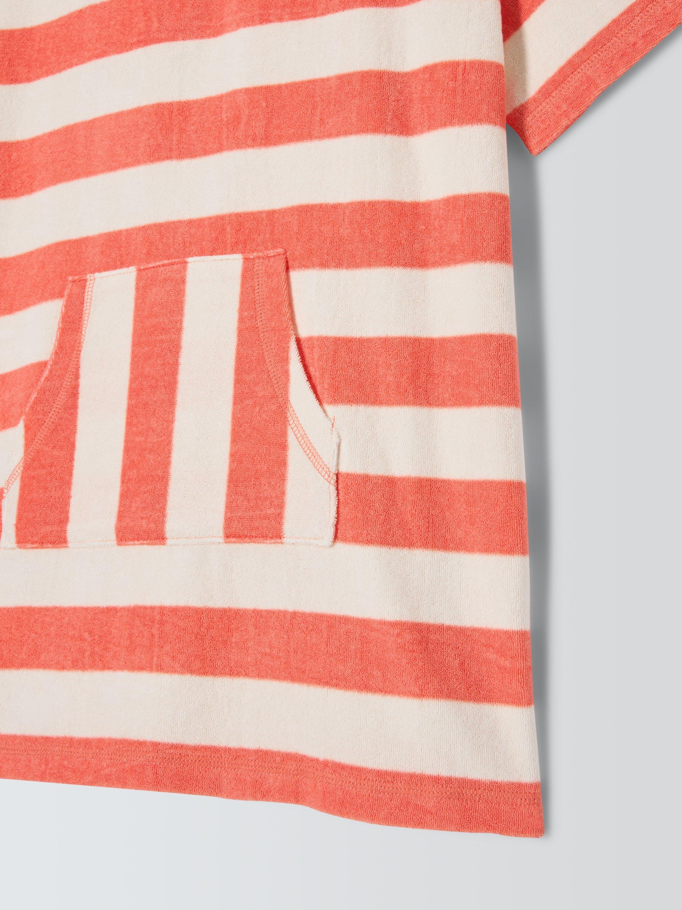 Product image 6 of 6, which shows John Lewis Kids Stripe Towel Poncho, Coral, 2-3 years