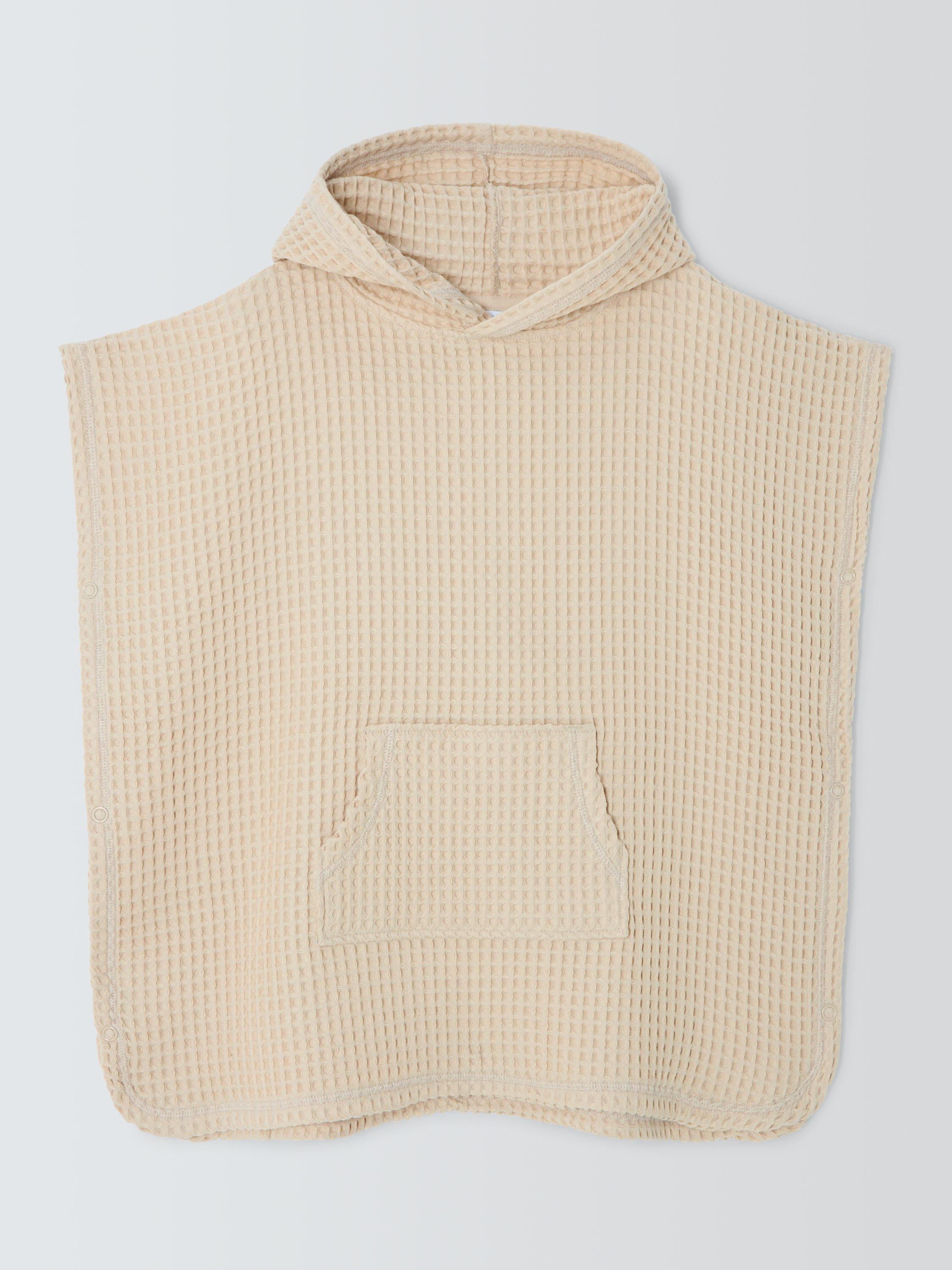 Product image 3 of 6, which shows John Lewis Kids' Waffle Towel Poncho, Cream, 3-4 years