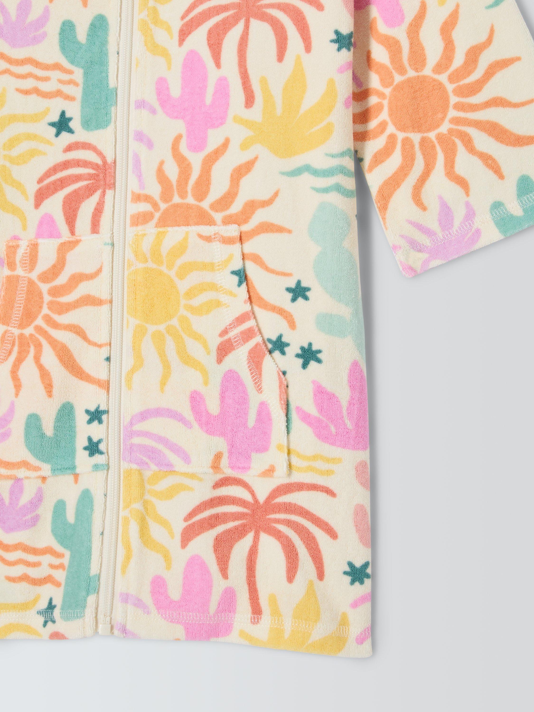 Product image 6 of 8, which shows John Lewis Kids' Rainbow Desert Zip Up Towelling Poncho, Multi, 2-3 years