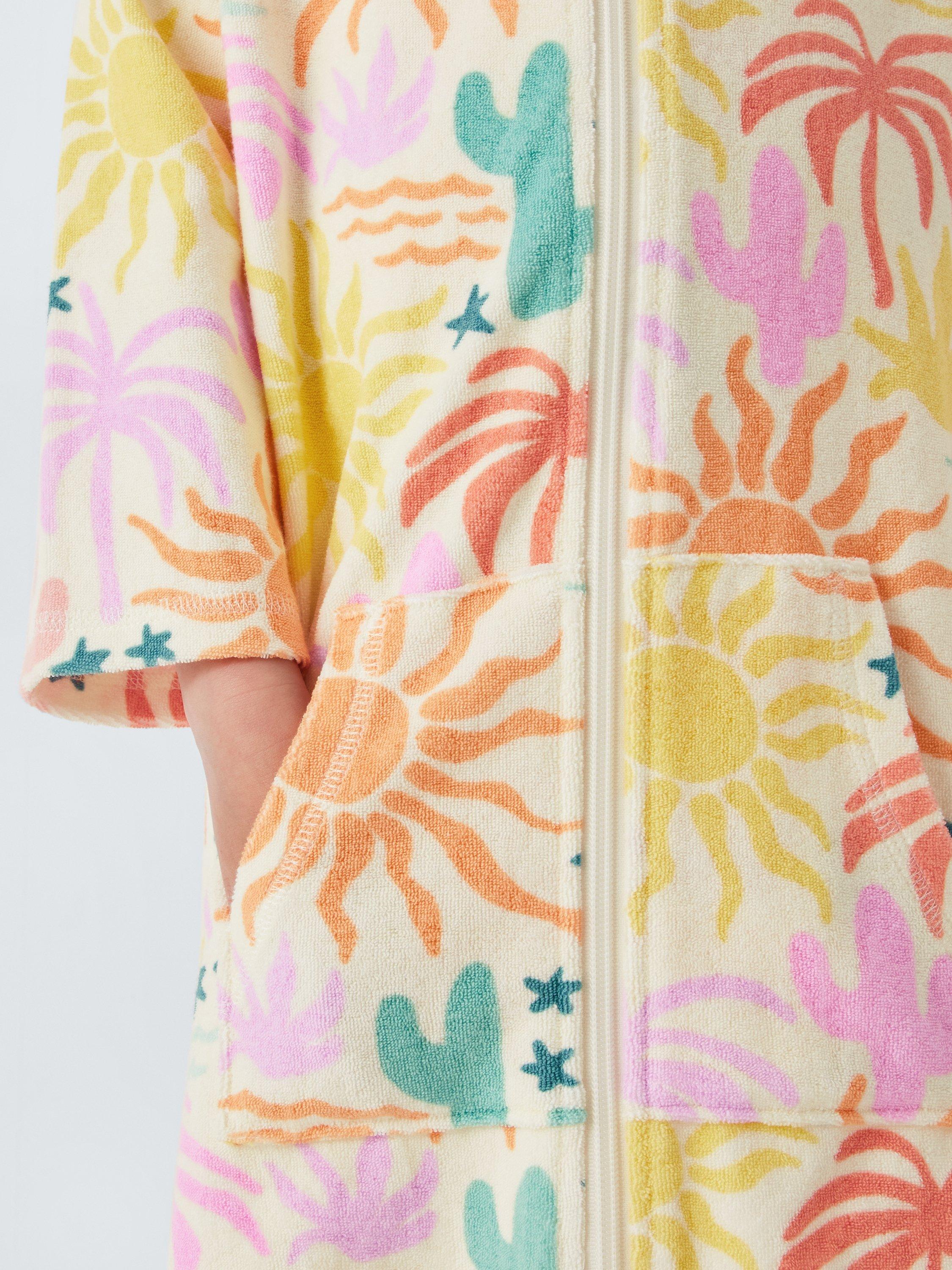 Product image 4 of 8, which shows John Lewis Kids' Rainbow Desert Zip Up Towelling Poncho, Multi, 2-3 years