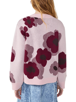Hayley Menzies Edie Floral Wool Blend Cardigan, Rose - view 2, Rose