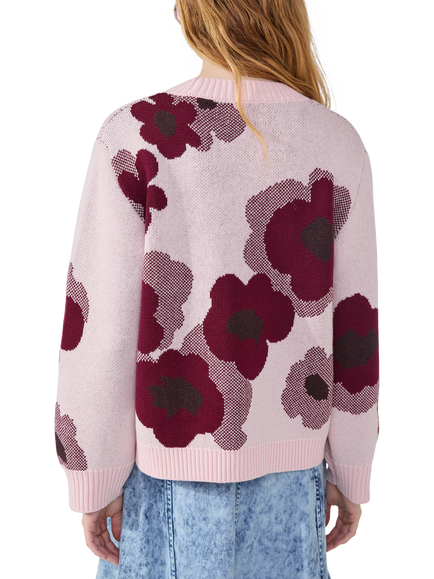Hayley Menzies Edie Floral Wool Blend Cardigan, Rose - view 2, Rose