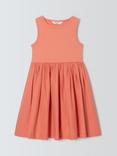 John Lewis ANYDAY Kids' Ribbed/Cotton Poplin Dress, Coral