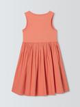 John Lewis ANYDAY Kids' Ribbed/Cotton Poplin Dress, Coral