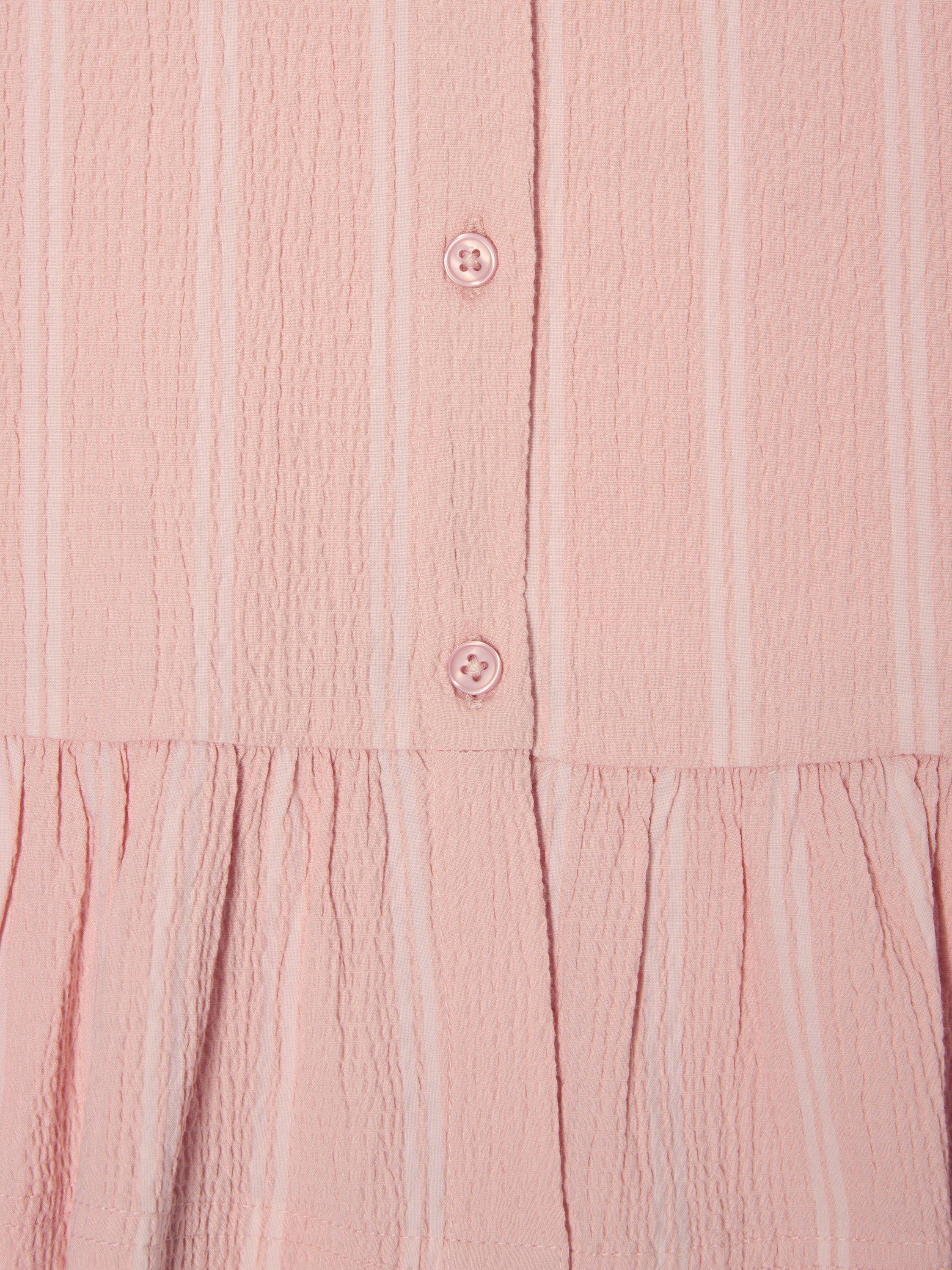 Product image 5 of 7, which shows John Lewis ANYDAY Kids' Stripe Crinkle Peplum Hem Top, Pink, 2 years