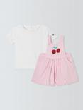 John Lewis Cherry Bibshorts and T-Shirt Set, Pink