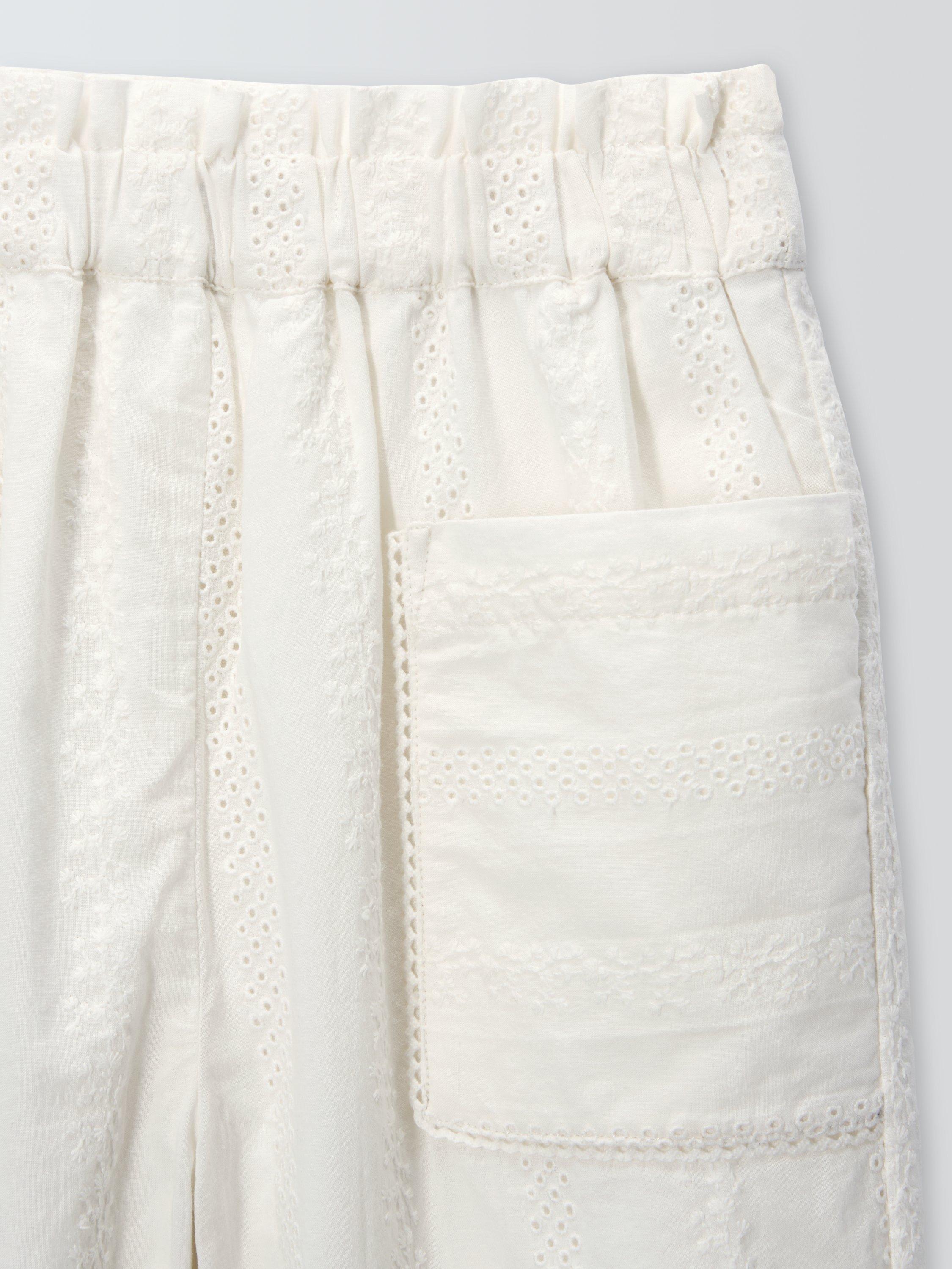 Product image 3 of 3, which shows John Lewis Baby Broderie Trousers, White, 2-3 years
