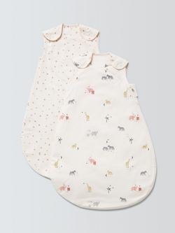 John Lewis Celestial Safari Baby Sleeping Bag, 0.5 Tog, Pack of 2, Multi, Multi