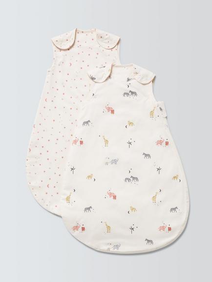 John Lewis Celestial Safari Baby Sleeping Bag, 0.5/1 Tog, Pack of 2, Multi, Multi