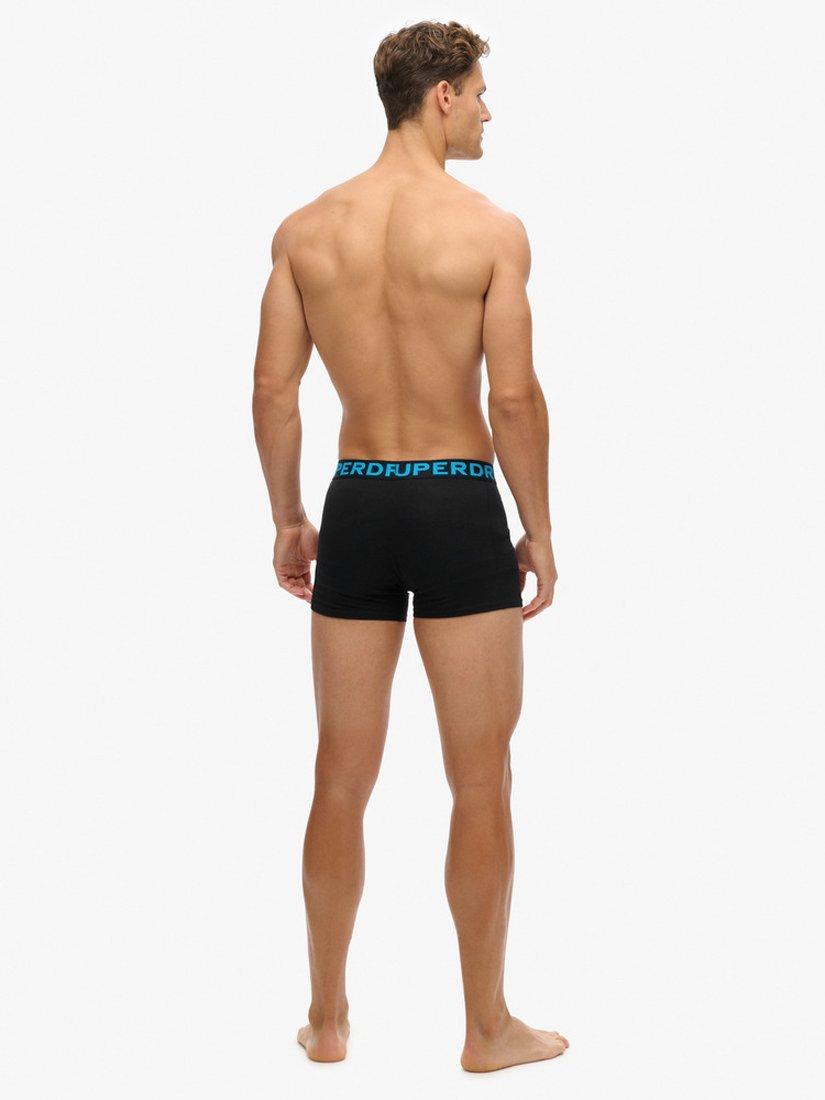 Product image 2 of 6, which shows Superdry Stretch Cotton Boxers, Pack of 3, Black/Neon, S