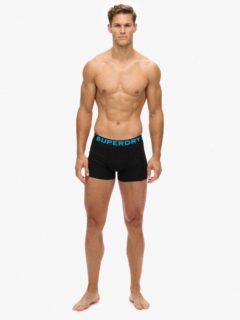 Product image 3 of 6, which shows Superdry Stretch Cotton Boxers, Pack of 3, Black/Neon, S