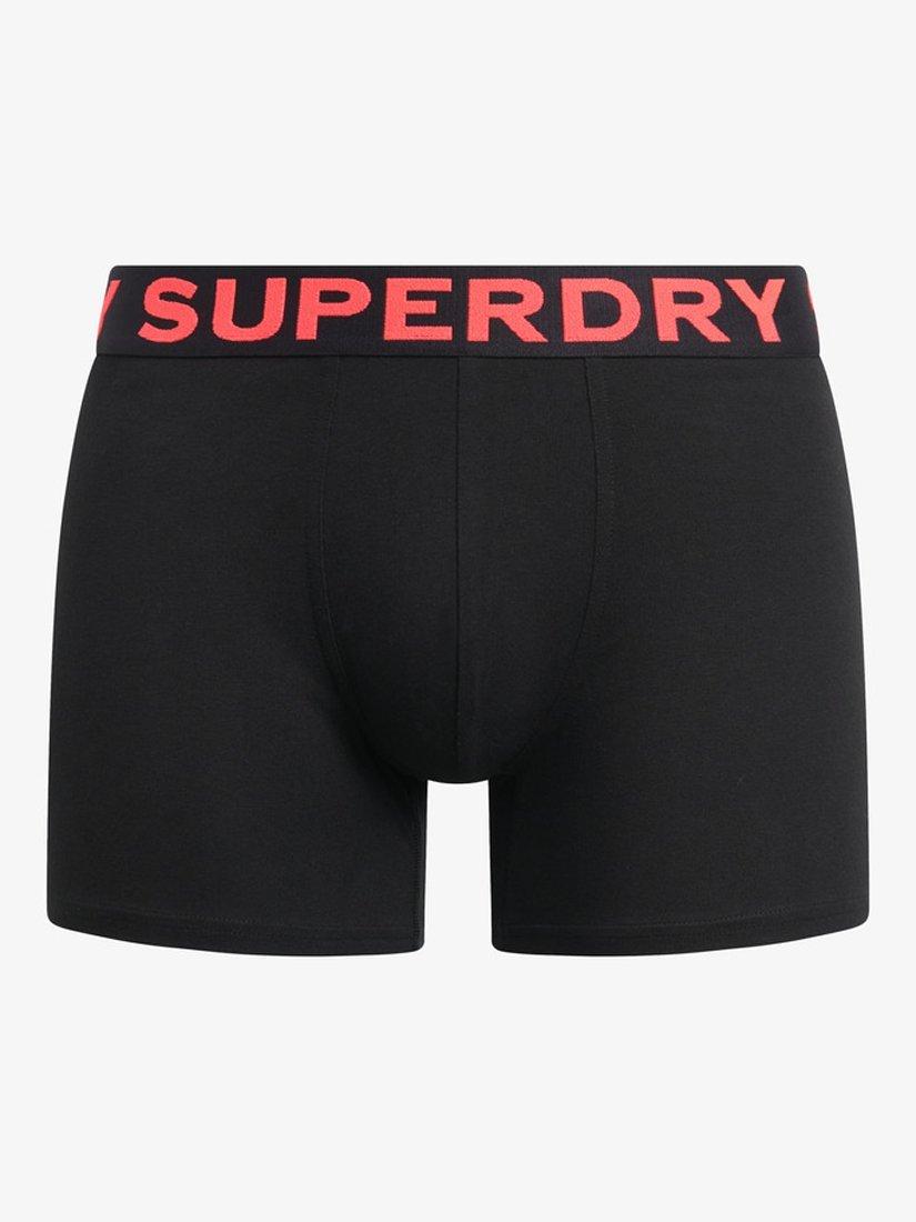 Product image 5 of 6, which shows Superdry Stretch Cotton Boxers, Pack of 3, Black/Neon, S