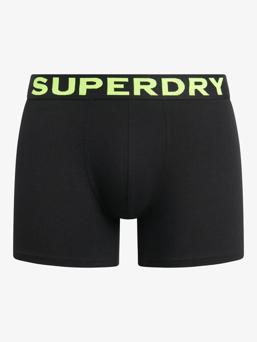 Product image 6 of 6, which shows Superdry Stretch Cotton Boxers, Pack of 3, Black/Neon, S