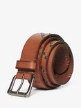 Superdry Leather Branded Buckle Goods Belt, Tan