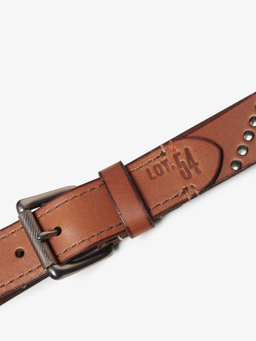 Product image 2 of 4, which shows Superdry Leather Branded Buckle Goods Belt, Tan, S