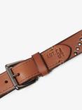 Superdry Leather Branded Buckle Goods Belt, Tan