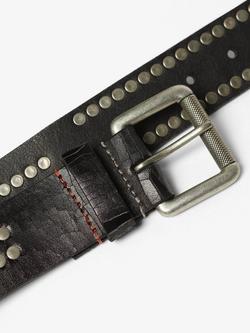 Superdry Leather Logo Goods Belt, Black - view 2, Black