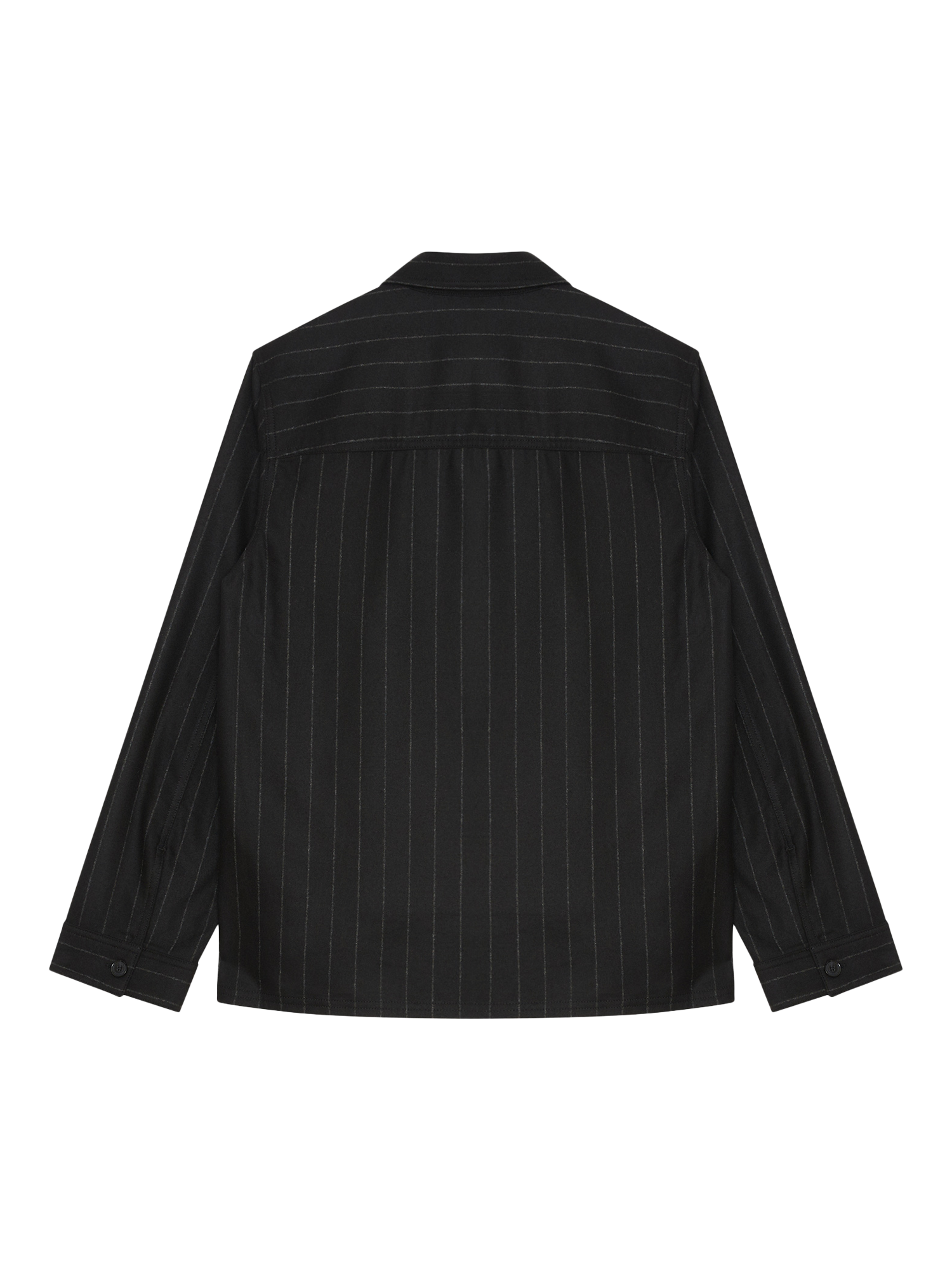Product image 2 of 2, which shows WOOD WOOD Fabian Wool Blend Striped Shirt, 9009 Black Stripes, S