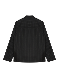 WOOD WOOD Fabian Wool Blend Striped Shirt, 9009 Black Stripes - view 2, 9009 Black Stripes
