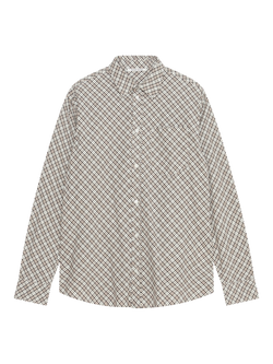 WOOD WOOD Nico Bias Flannel Cotton Shirt, Rose Smoke, Rose Smoke