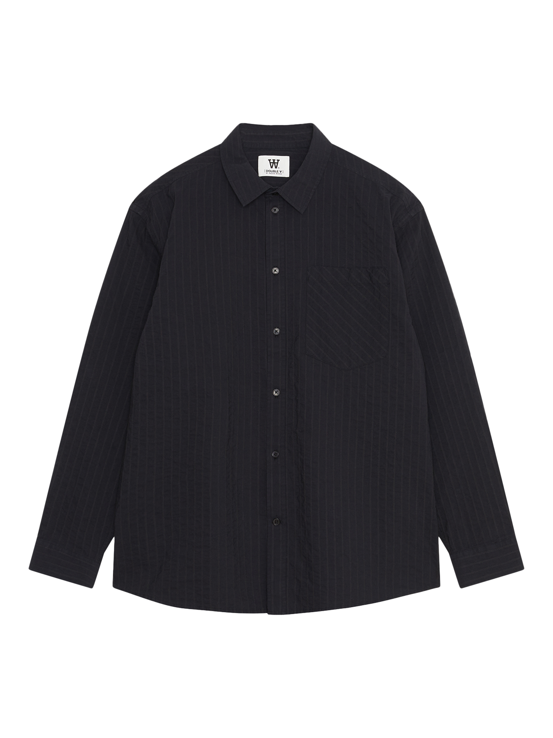 Product image 1 of 2, which shows WOOD WOOD Day Dobby Cotton Oversized Fit Stripe Shirt, 1030 Shadow Side, M
